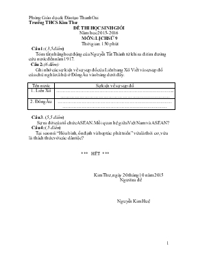 Đề thi học sinh giỏi năm học 2015- 2016 môn lịch sử 9 thời gian 150 phút